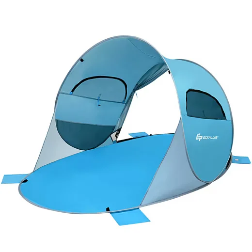 COSTWAY Strandmuschel Pop Up Strandzelt 4 Personen mit Sandtaschen