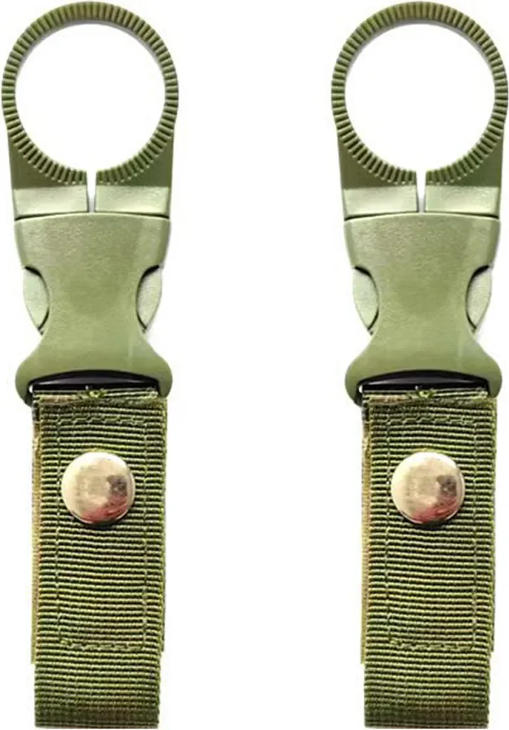 2 Stück Wasserflaschen Ringhalter Clips stark belastbar Armeegrün