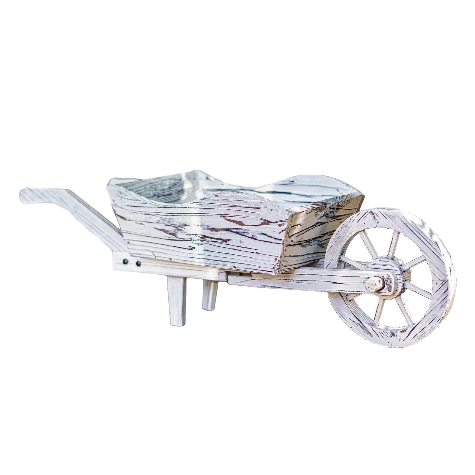 HTI LIVING Gartenfigur Holzschubkarre weiß rustikal Sommerset