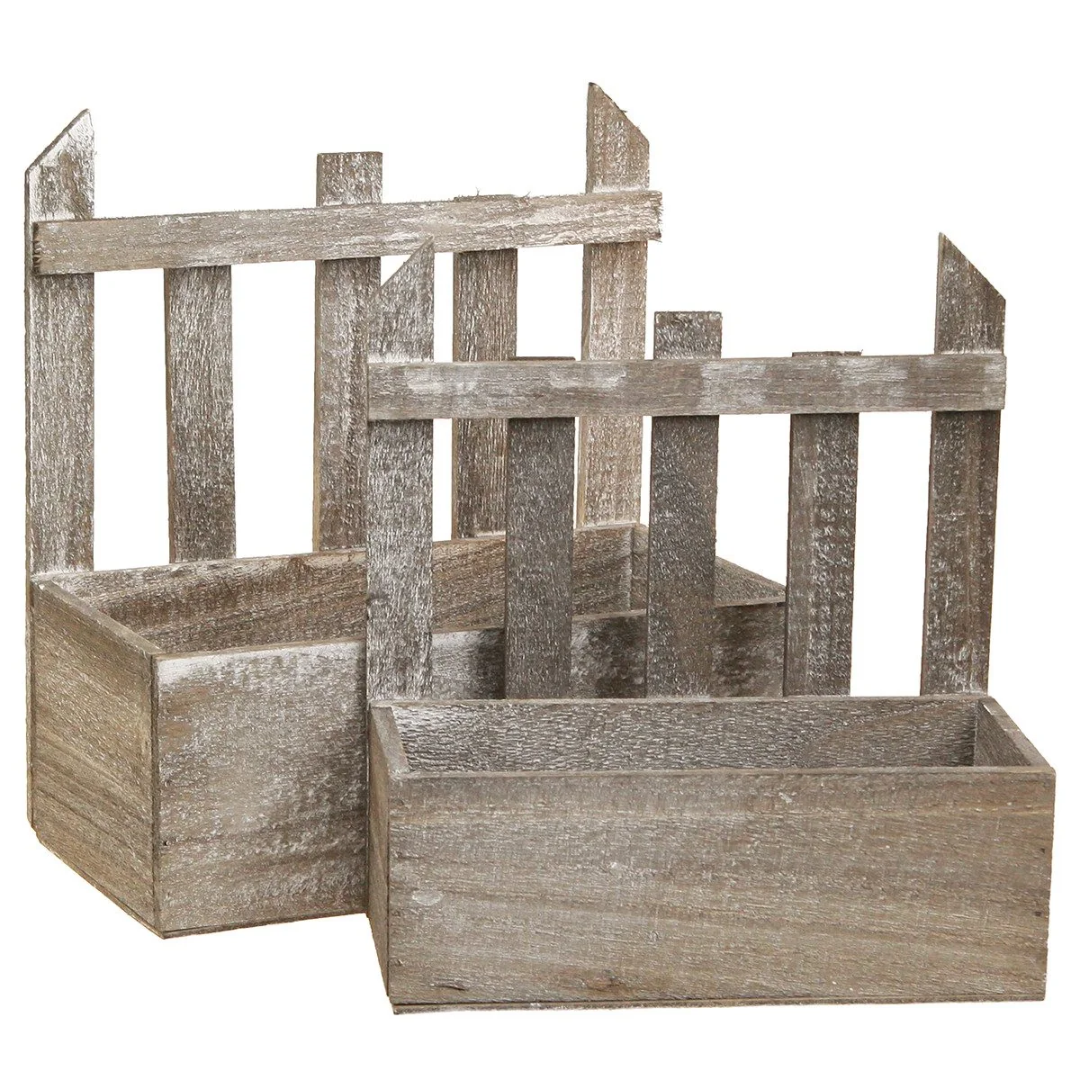 VIANA Pflanzkasten Dekokorb Holz Vintage 2er Set Mini Blumen Deko