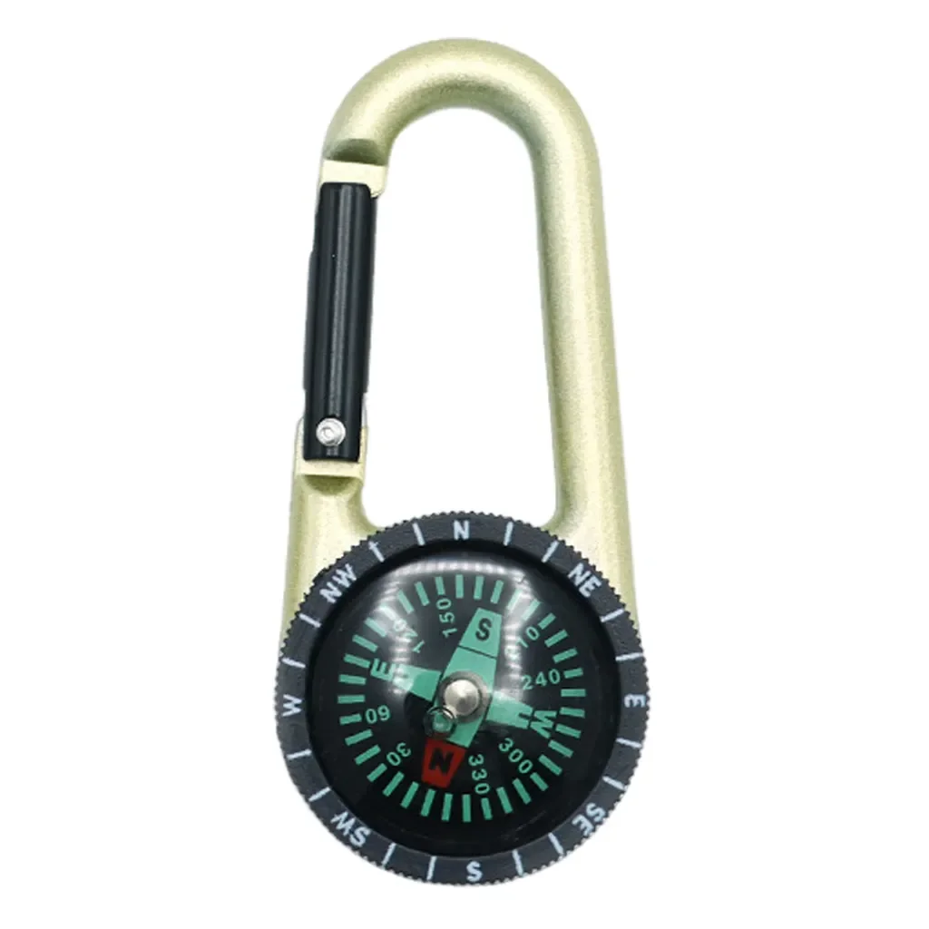 Mini Kompass Schlüsselanhänger Karabiner Zinklegierung Golden Camping