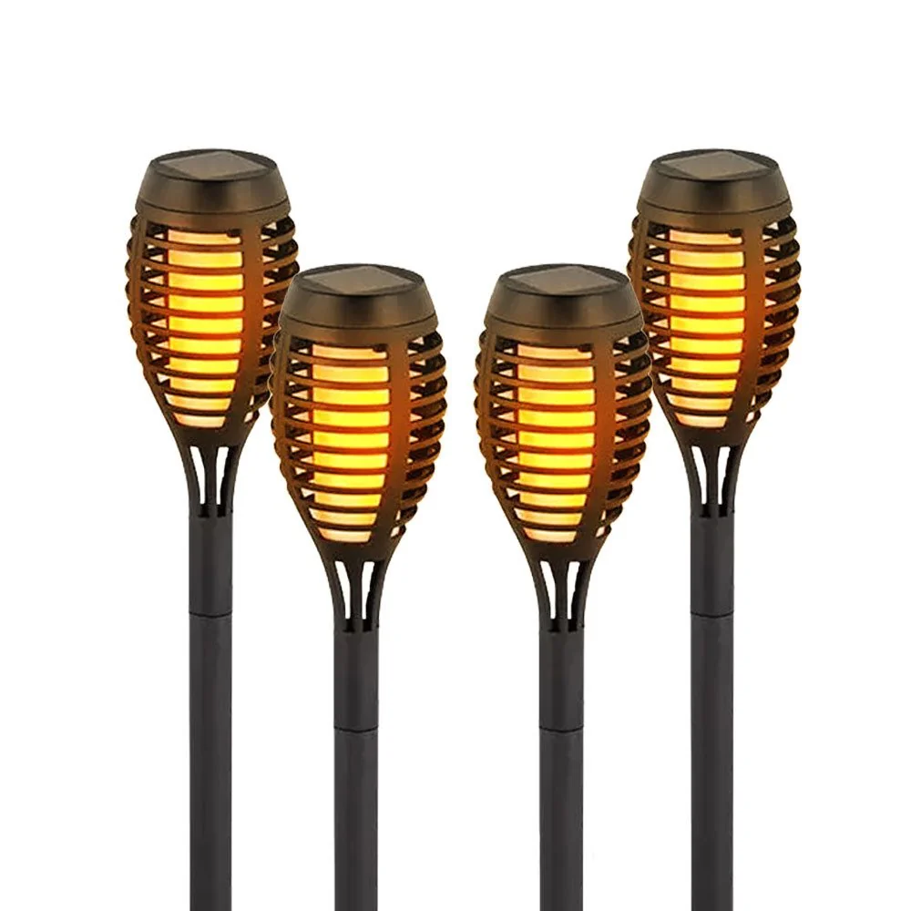 V-TAC LED Solarleuchte Solarfackeln Warmweiß Feuereffekt 4er Set