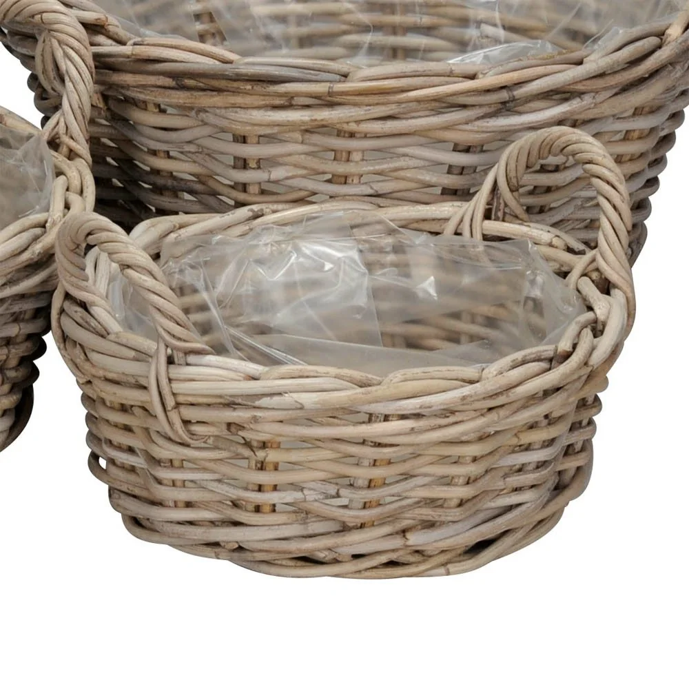 POSIWIO Pflanzkorb FARMER grau braun D26cm Kooboo Rattankorb klein