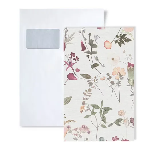 PROFHOME Vliestapete Musterstück DIN A4 floral weiß